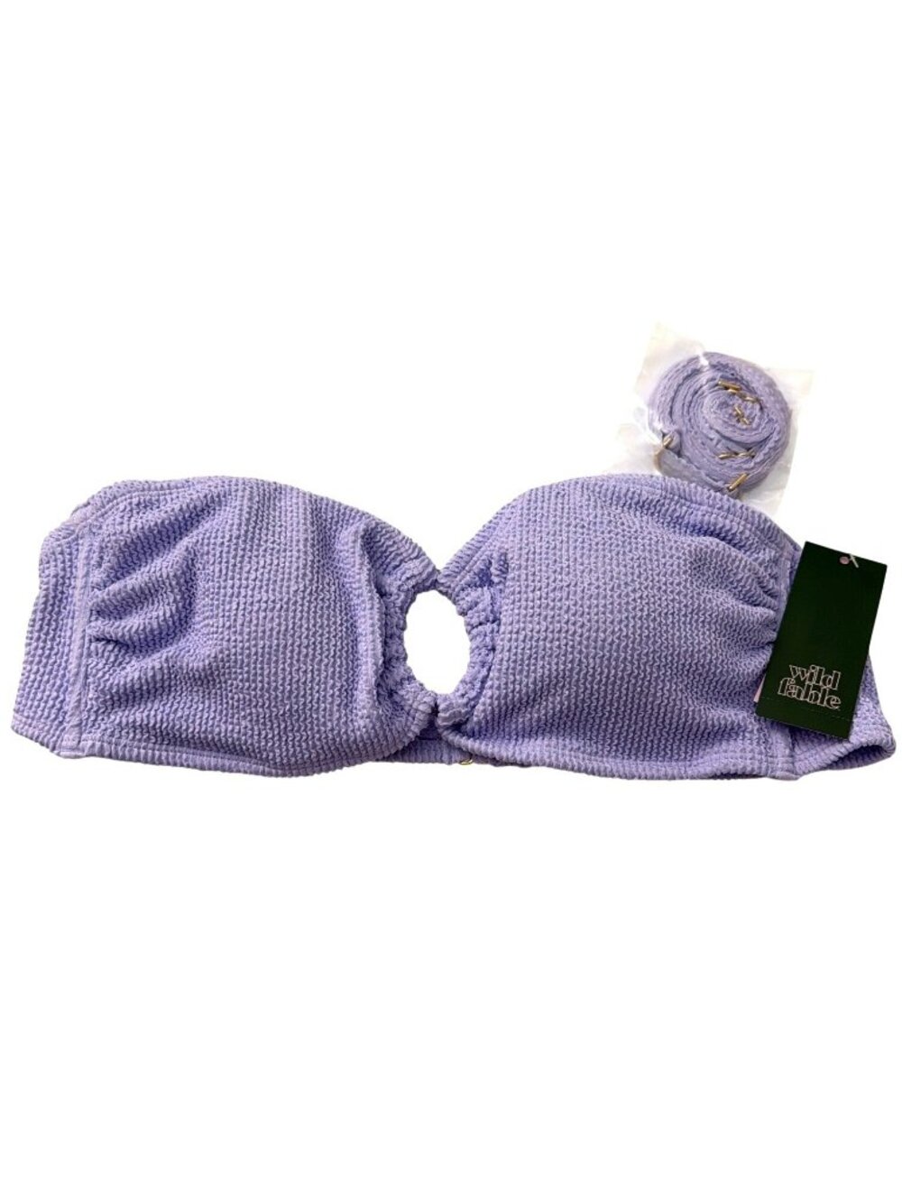 Wild Fable Purple Textured Bandeau Bikini Top Removable Straps Pads XL